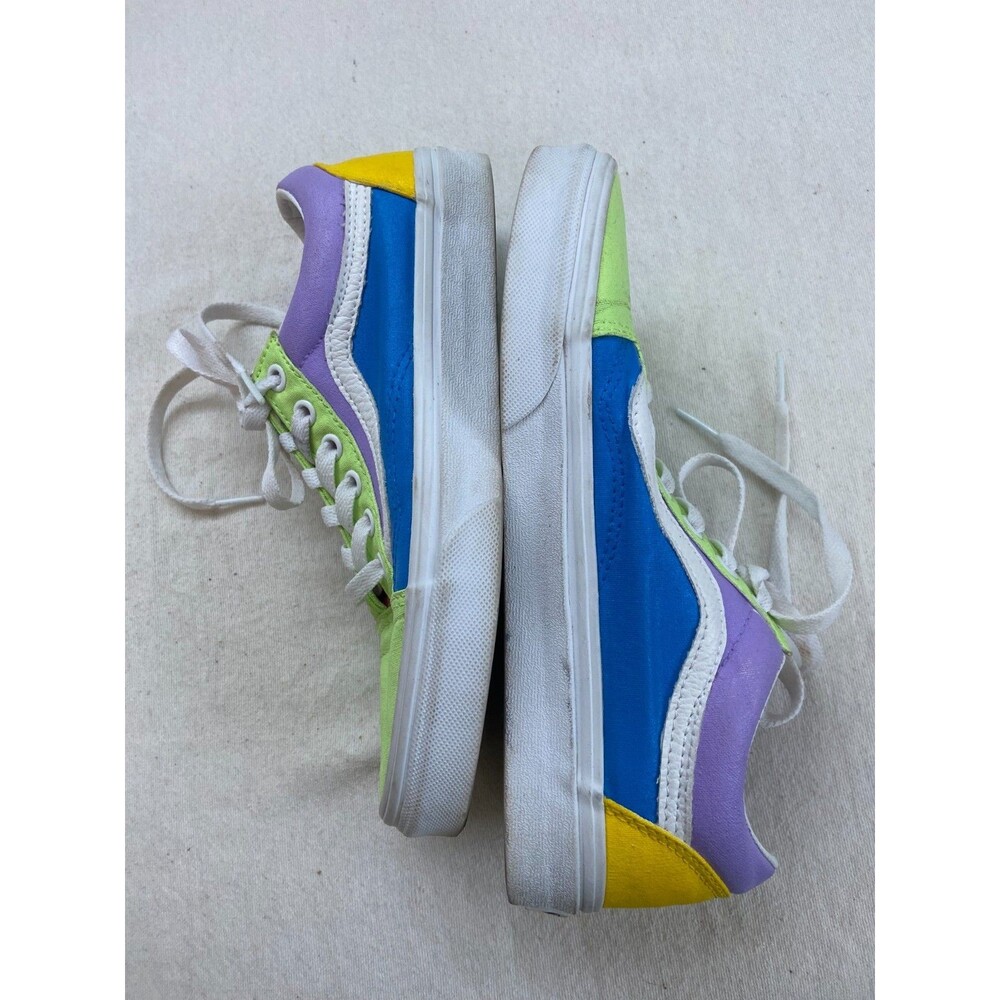Vans Old Skool Women's Size 7 Mens 5.5 Colorblock Skate Shoes Neon Purple Green - Picture 7 of 10